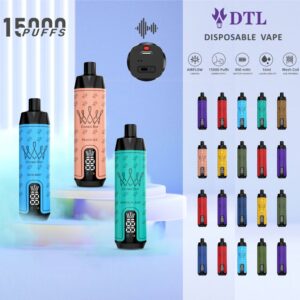 Dispositivo de vaper desechable Pod DL/DTL 15000 Puffs E-Shisha/Hookah caladas con sonido de agua, pantalla, control de flujo de aire y recargable AL FAKHAR Crown Bar